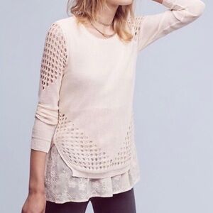 Sunday in Brooklyn anthropologie Fiona layered lace sweater top cream small EUC
